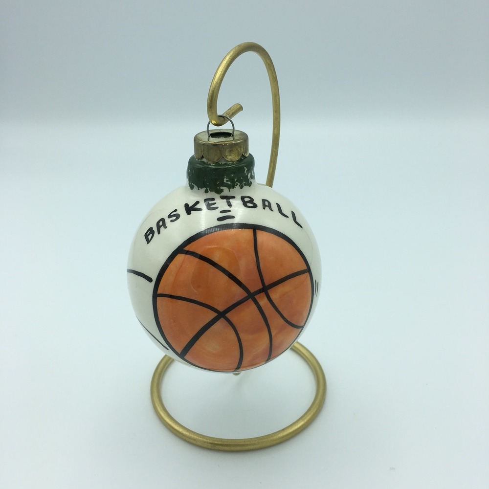 Basketball Ball Handpainted Pottery Christmas Tree Ornament Heavy 3.25"